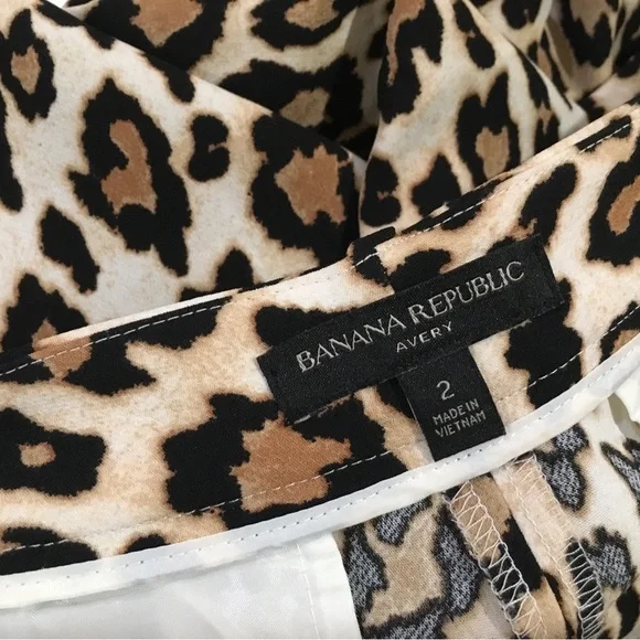 Banana Republic avery trouser ankle pants animal print leopard brown size 2 new - Picture 9 of 10
